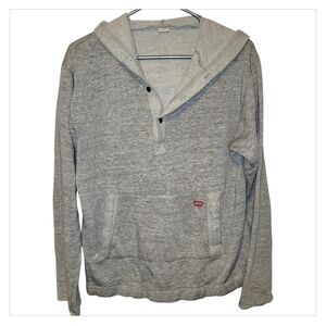 Levi’s Gray Henley Hoodie Pullover Kangaroo Pocket Long Sleeve Womens L